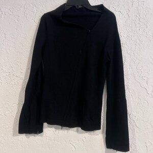 🖤✨ Atsuro Tayama Black Wool Cardigan Asymmetrical Zip Designer Jacket